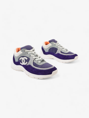 Chanel CC Logo Sneakers Blue / White / Orange Suede EU 39.5 UK 6.5