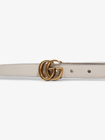 Gucci CS Marmont Thin Belt Cream / Gold Leather 85cm / 34"