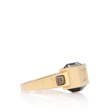 Louis Vuitton Brass Crystal Gamble Ring - Size 4 1/2