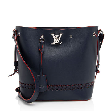 Louis Vuitton Calfskin Braided Lockme Bucket Bag (SHF-bMf3Q3)