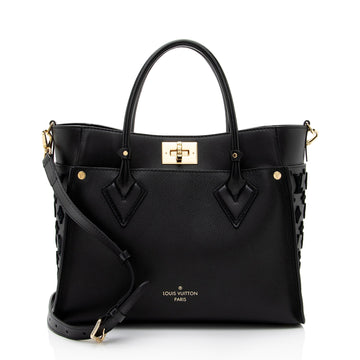 Louis Vuitton Calfskin Tufted Monogram Canvas On My Side MM Tote (SHF-rALkar)