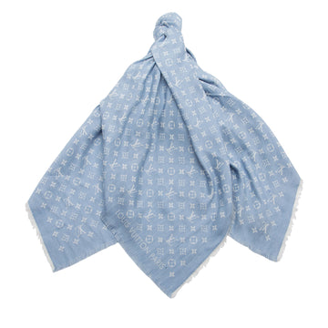 Louis Vuitton Cotton Wool Silk Monogram My Daily Denim Shawl