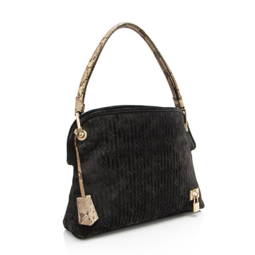 Louis Vuitton Monogram Embossed Suede Python Wish Bag