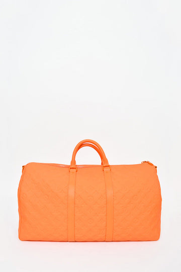 Louis Vuitton Orange Embossed Leather Keepall Bandoulière 50