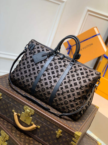 M45046 Keepall Triangle BANDOULIÈRE 50 Tuffetage Handbag cross body bags shoulder bag black calfskin Monogram