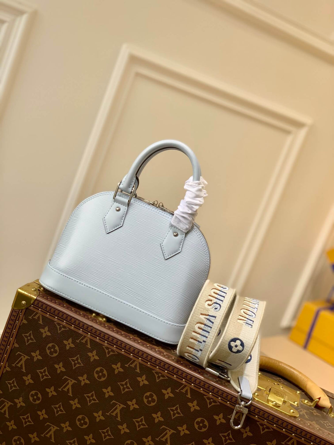 M59345 Alma BB Handbag shoulder bag cross body bags blue calfskin Monogram