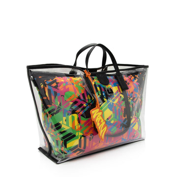 MCM PVC Nylon Cubic Camo Aren Medium Shopper Tote