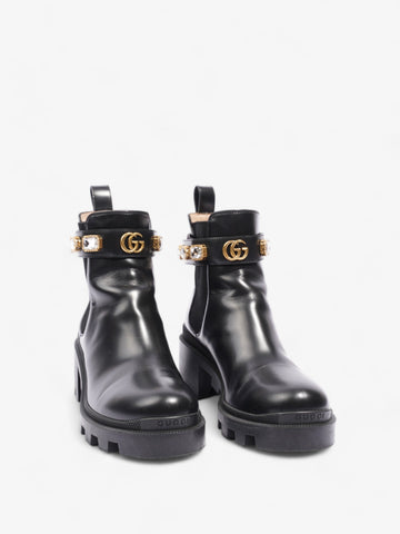 Gucci CS Jewelled Boots 50 Black / Gold Leather EU 37 UK 4