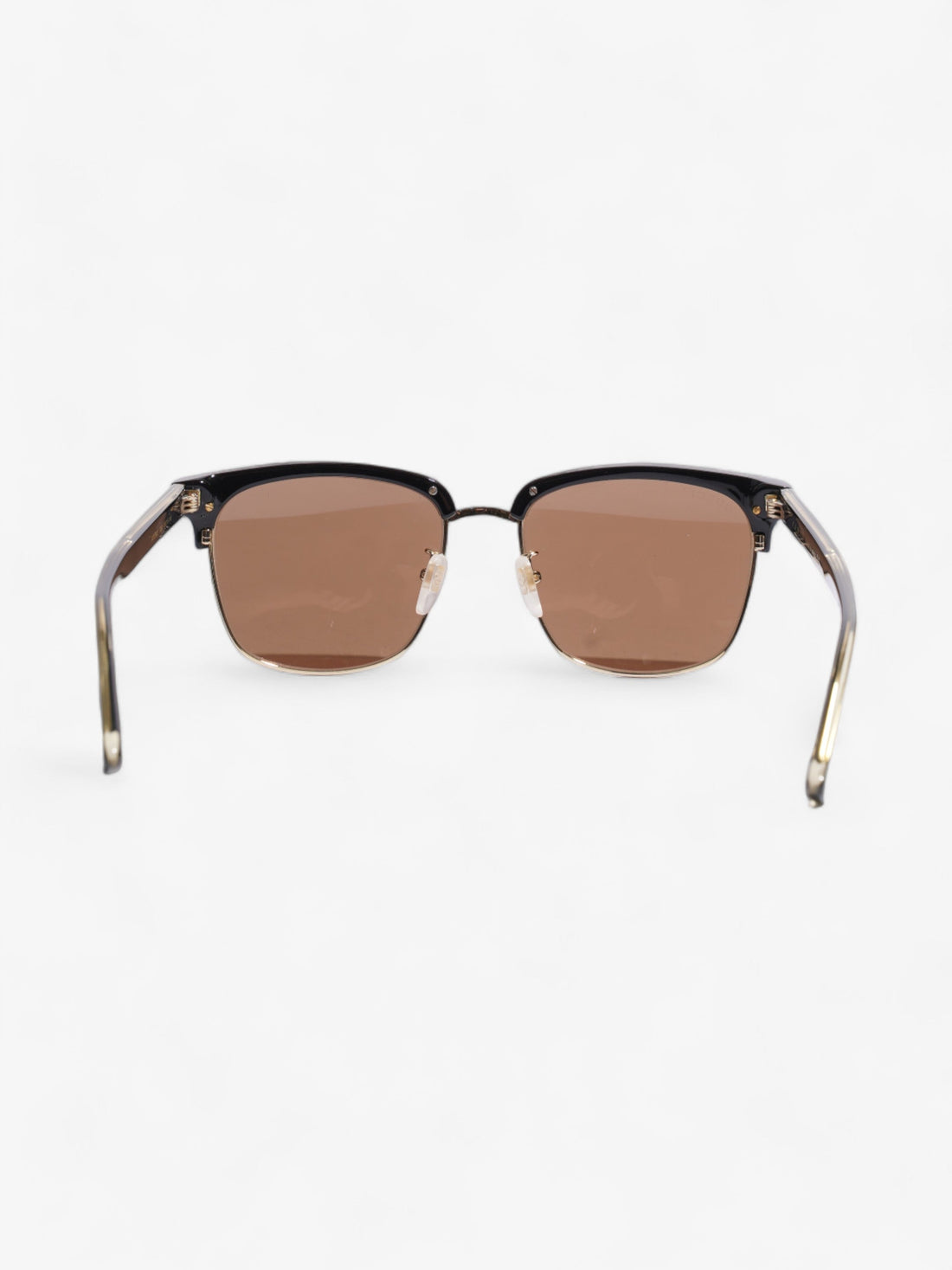 Gucci Rectangular Framed Sunglasses Black / Gold Acetate 145mm
