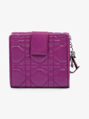 Christian Dior Lady Dior Lotus Wallet Purple / Silver Lambskin Leather