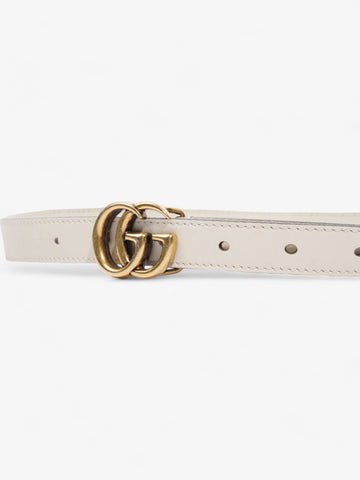 Gucci CS Marmont Thin Belt White / Gold Leather 80cm / 32"