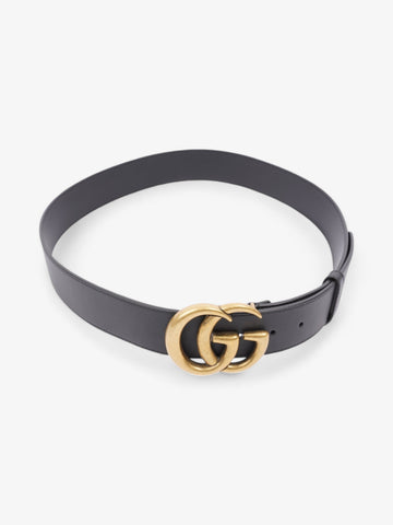 Gucci CS Marmont 2015 Re-Edition Wide Belt Black / Gold Leather 95cm / 38"