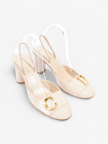 Christian Dior CD Slingback 80mm Nude Patent Leather EU 38 UK 5