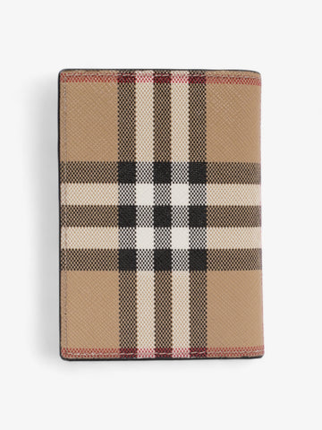 Burberry Check Folding Wallet Vintage Check Coated Canvas