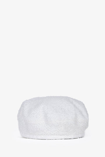 Chanel™ White Sparkly Tweed Beret Hat Size M