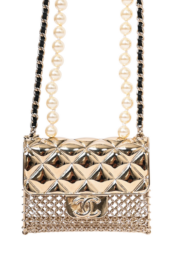 Chanel™ Gold Tone Pearl/Chain 'CC' Flap Bag Necklace