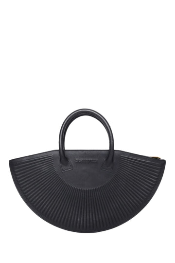 Schiaparelli Black Leather Sun Top Handle Bag