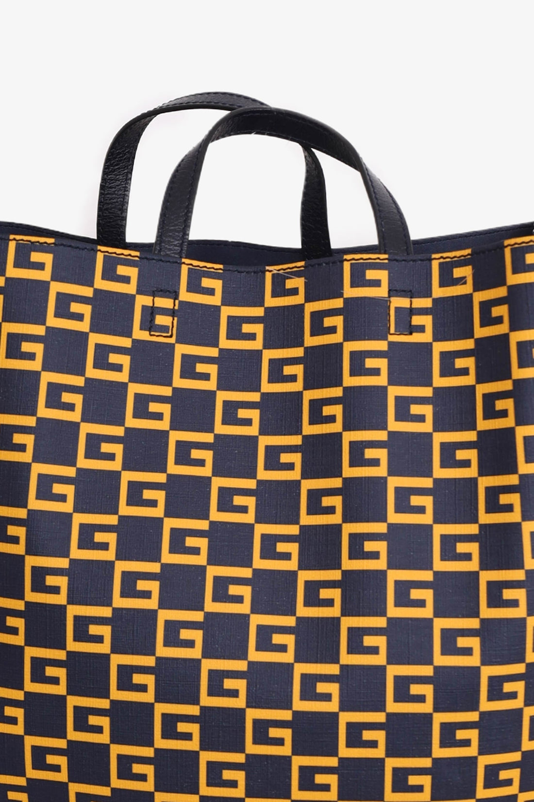Gucci Navy/Orange Coated Canvas Square G Vertical Tote