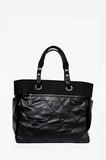 Chanel™ 2012 Black Leather/Canvas 'Paris Biarritz' Tote Bag