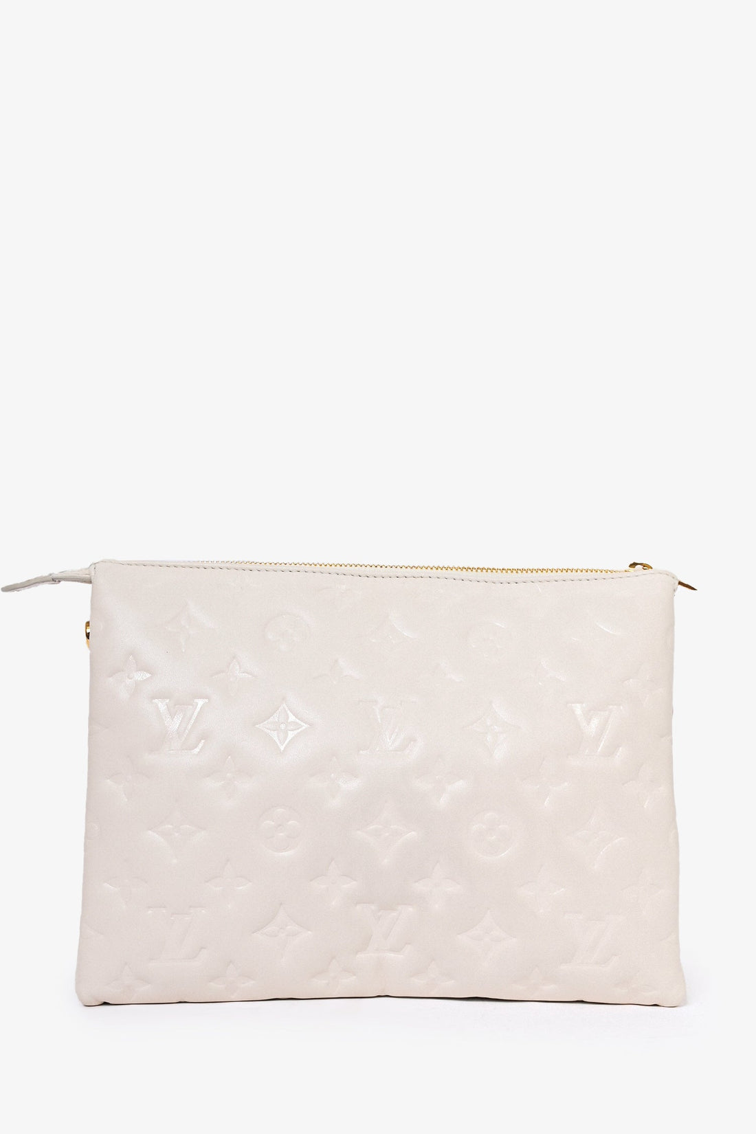 Louis Vuitton 2021 White Empreinte Leather Coussin PM Crossbody Bag with Chain Strap
