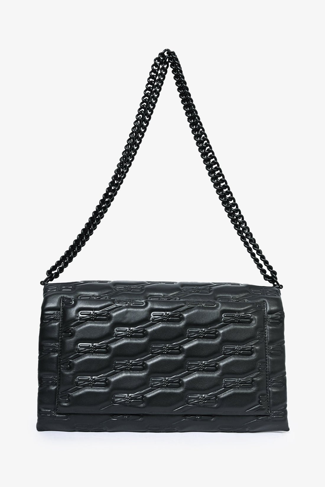 Balenciaga Black Embossed Leather Medium Triplet Shoulder Bag