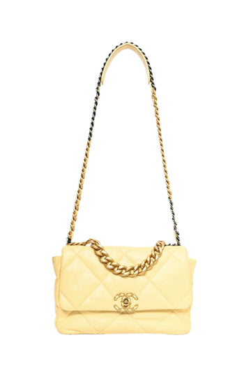 Chanel™ 2019/2020 Yellow Lambskin Leather Quilted CC Flap Bag