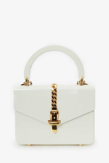 Gucci White Plexiglass \'Sylvie 1969\' Bag with Chain