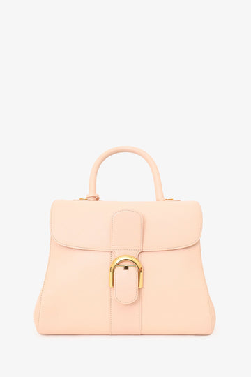 Delvaux Pink Leather Brillant Top Handle MM with Strap