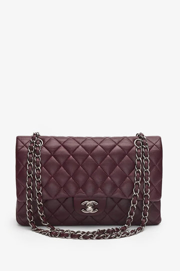 Chanel™ Dark Purple Lambskin Medium Classic Double Flap Bag
