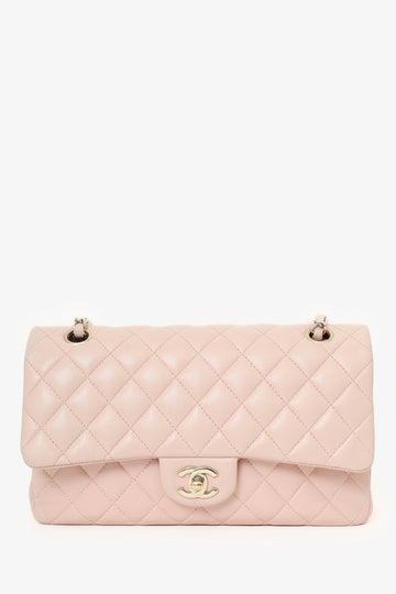 Chanel™ Light Pink Lambskin Medium Classic Double Flap Bag 'Refurbished'