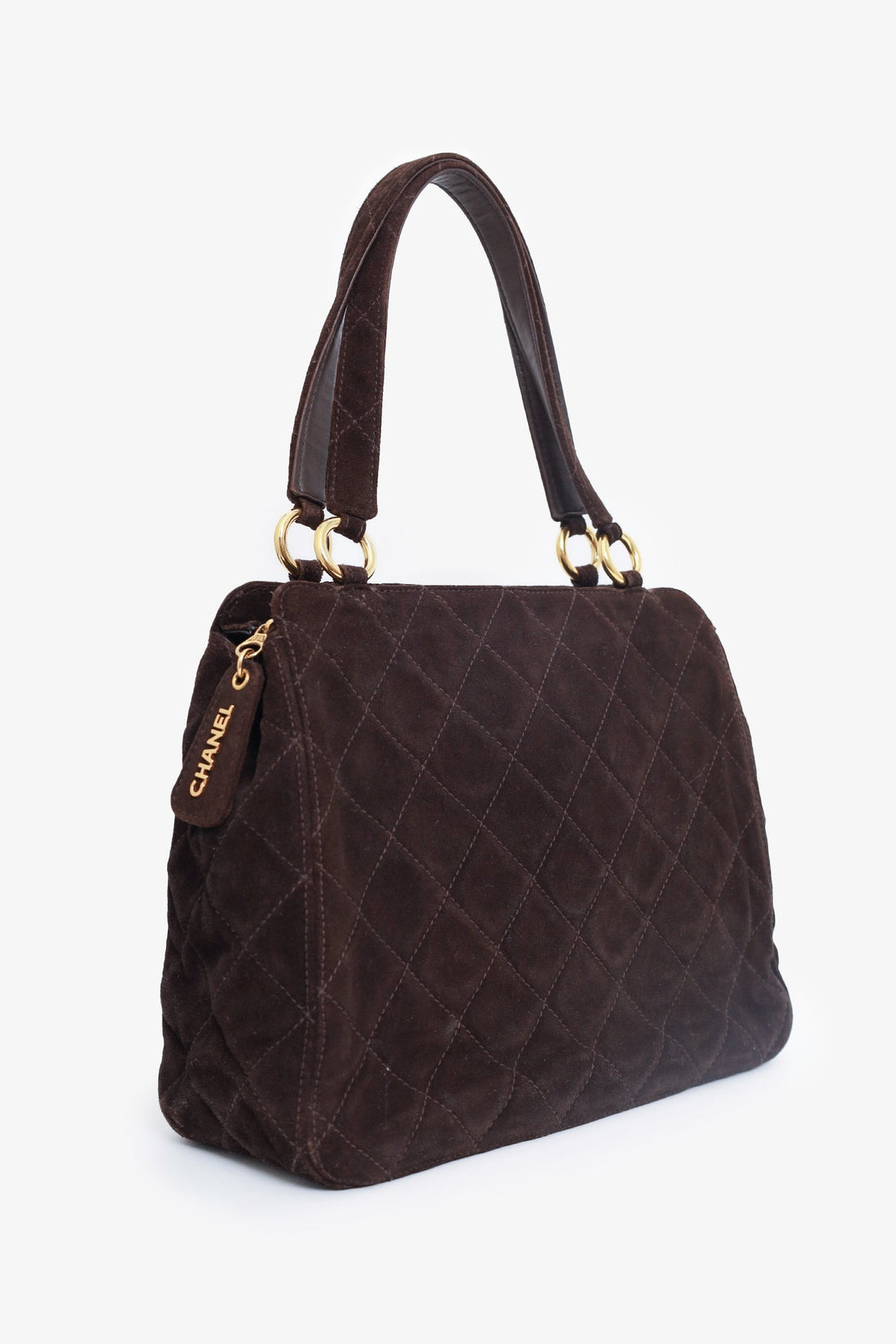 Chanel 1997-99 Brown Suede Quilted Mini Tote