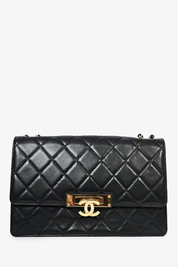 Chanel™ Black Lambskin 2013/14 CC Golden Class Large Flap Shoulder Bag