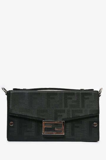 Fendi 2024 Black Leather Baguette Soft Trunk Crossbody