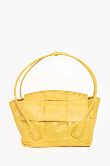 Bottega Veneta Yellow Maxi Intrecciato Leather Medium Arco Tote