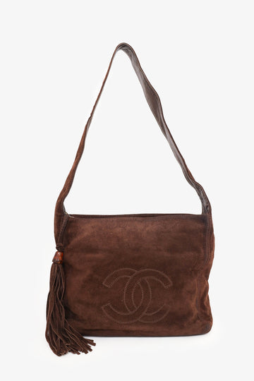 Chanel™ 1996-97 Brown Suede CC Tassel Shoulder Bag