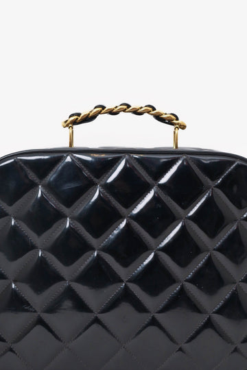 Pre-Loved Chanel™ 1994-96 Black Patent Leather Large Vanity Case