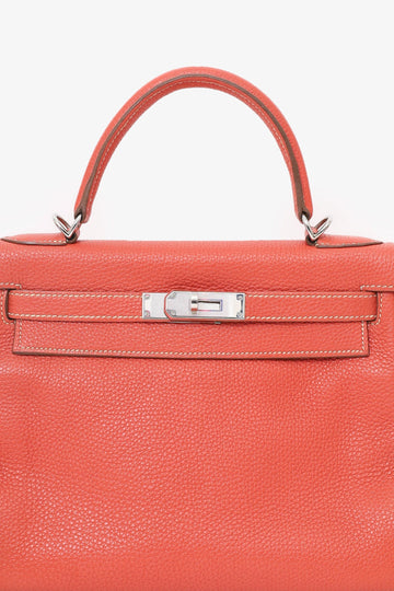 Hermès 2011 9M Salmon Togo Leather Kelly 28 Top Handle with Strap