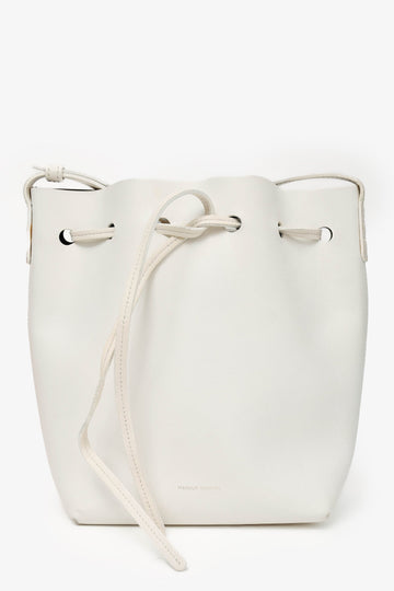 Mansur Gavriel White Faux Leather Bucket Bag (As Is)