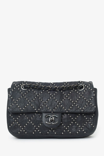 Chanel™ 2014 Collection Black Studded Metal Beauty Flap Bag
