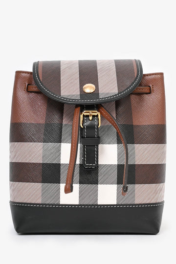Burberry Brown/Black Check Leather Nano Backpack