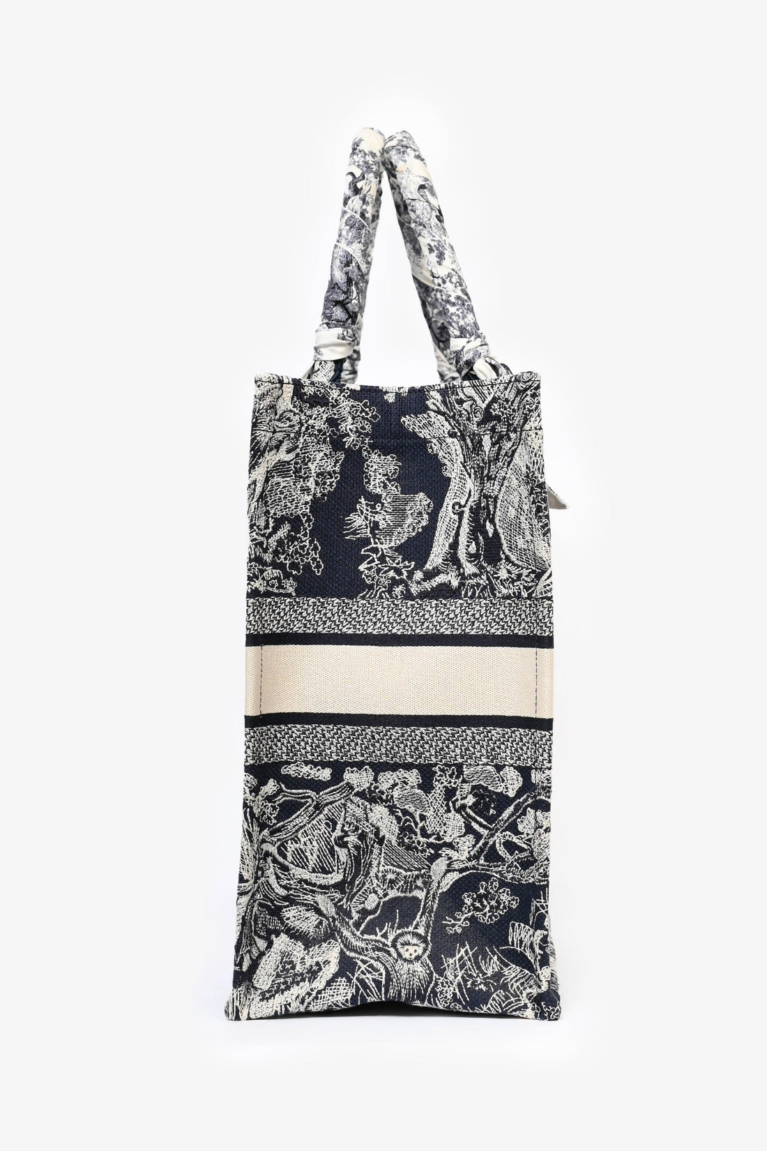 Christian Dior 2021 Navy Toile de Jouy Canvas Large Book Tote with Twillys