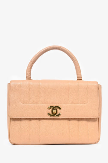 Chanel™ 1995 Beige Caviar Leather Kelly Mademoiselle Top Handle