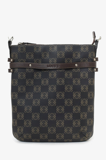 Loewe Brown Coated Canvas Crossbody Bag with Pouch