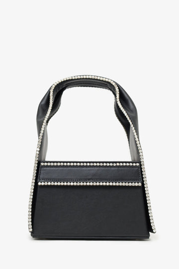 Area Black Leather Rhinestone Box Bag