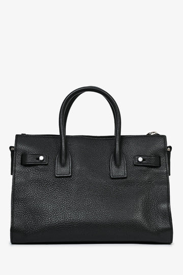 Saint Laurent Black Grained Leather Small 'Sac de Jour' Top Handle Bag with Strap