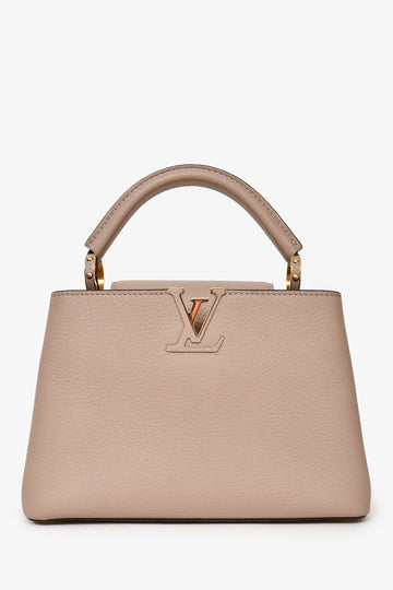 Louis Vuitton Taupe Leather Capucines BB Top Handle Bag with Strap