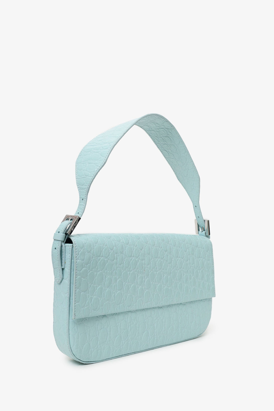 By Far Light Blue Croc Shoulder Bag