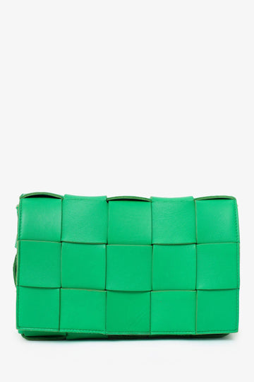 Bottega Veneta Green Leather Cassette Crossbody