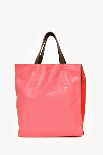 Marni Red/Pink Leather Tote with Strap