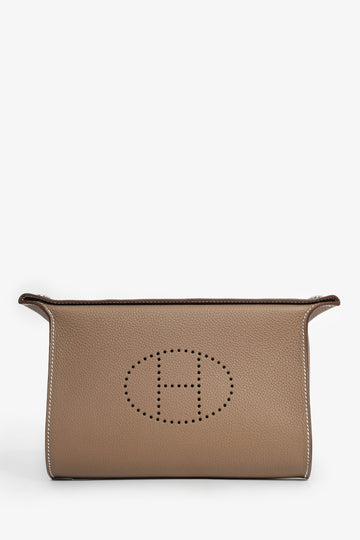 Hermès 2023 Etoupe Togo Leather 'Videpoches' Crossbody